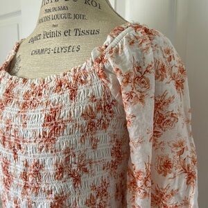 Loft brand orange & white Floral Top